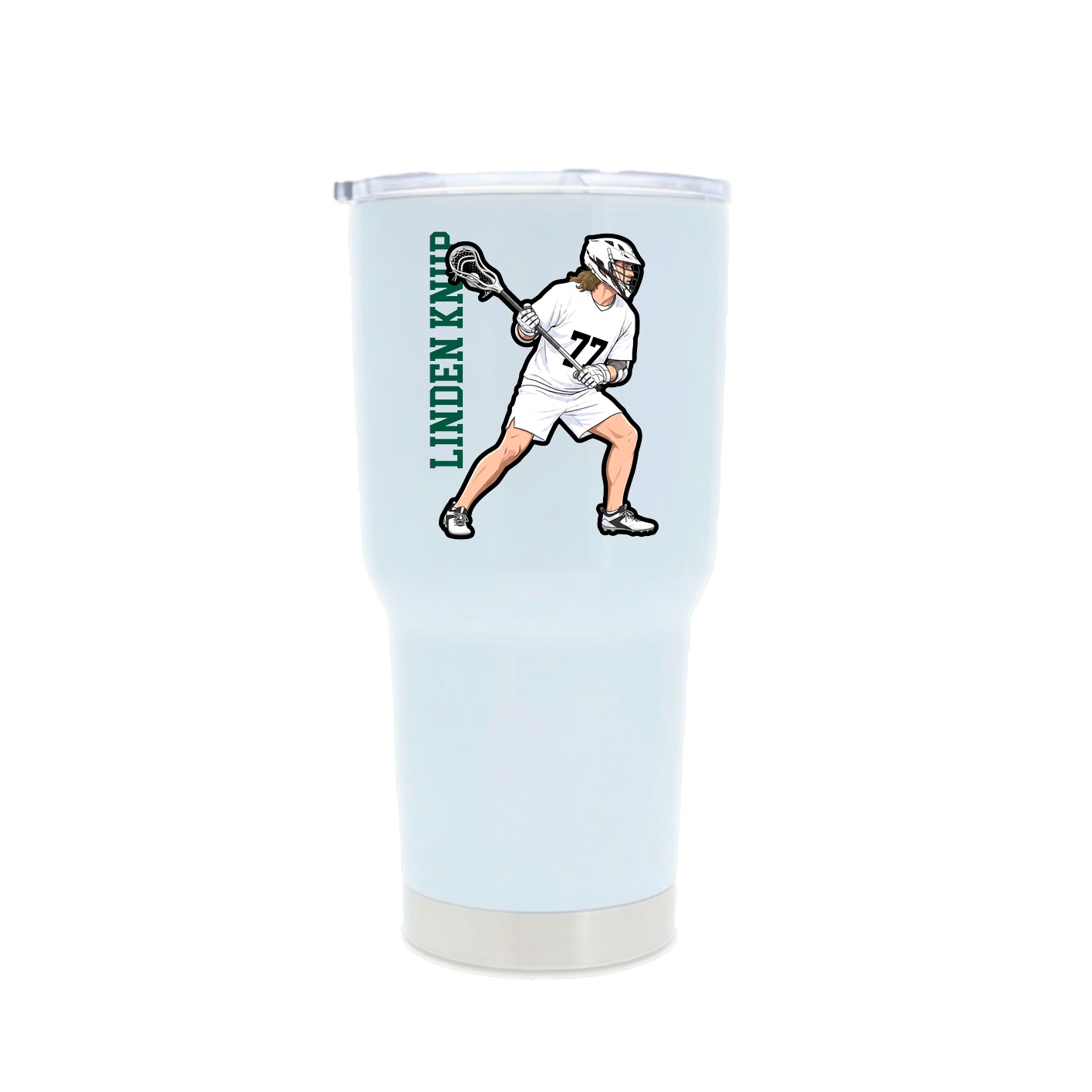 30oz Stainless Steel Tumbler — Name Vertical in White
