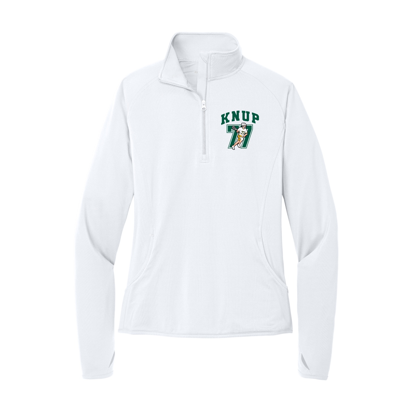 Women's Q-Zip Pullover — Number in White