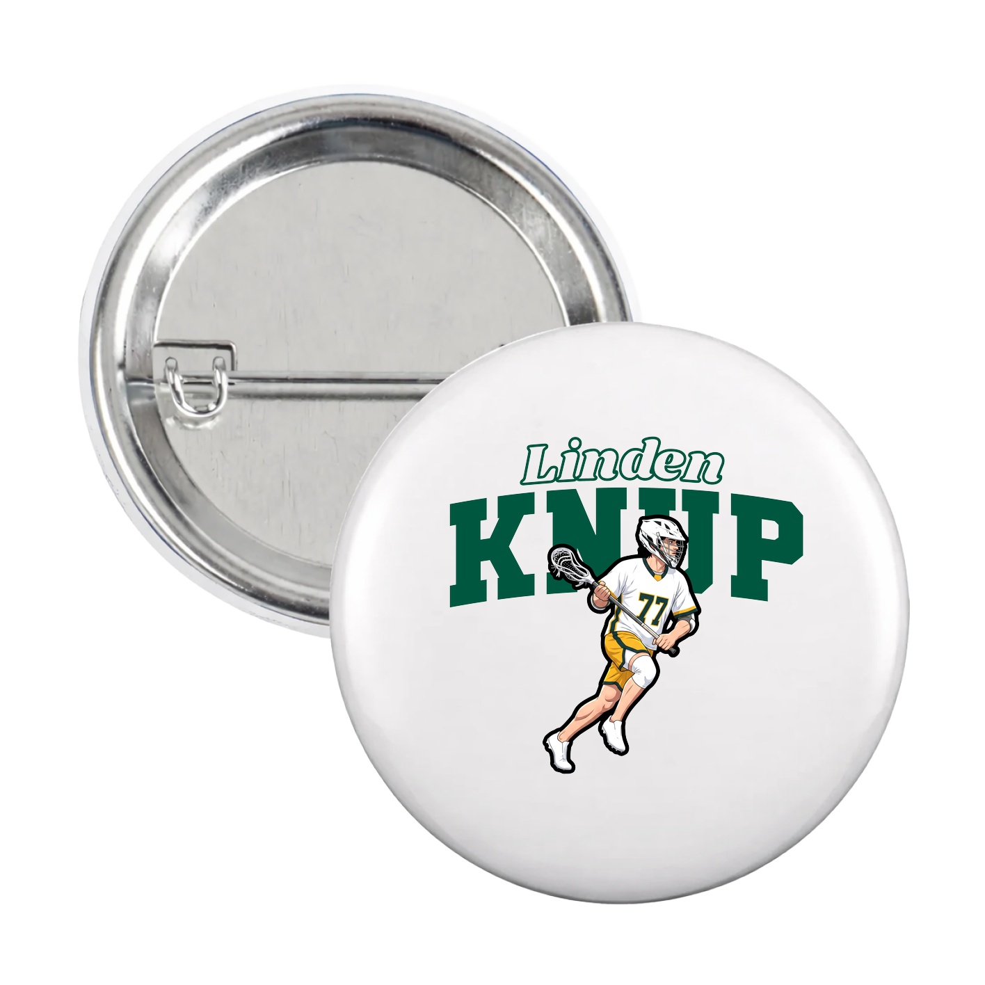 Game Day Button — Name Arch in White