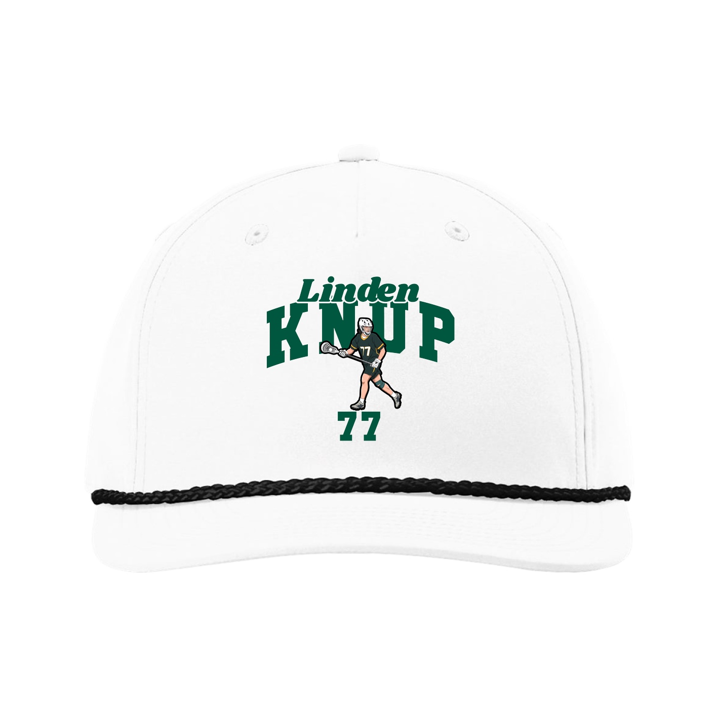 Five-Panel Classic Rope Cap — Signature Arch in White