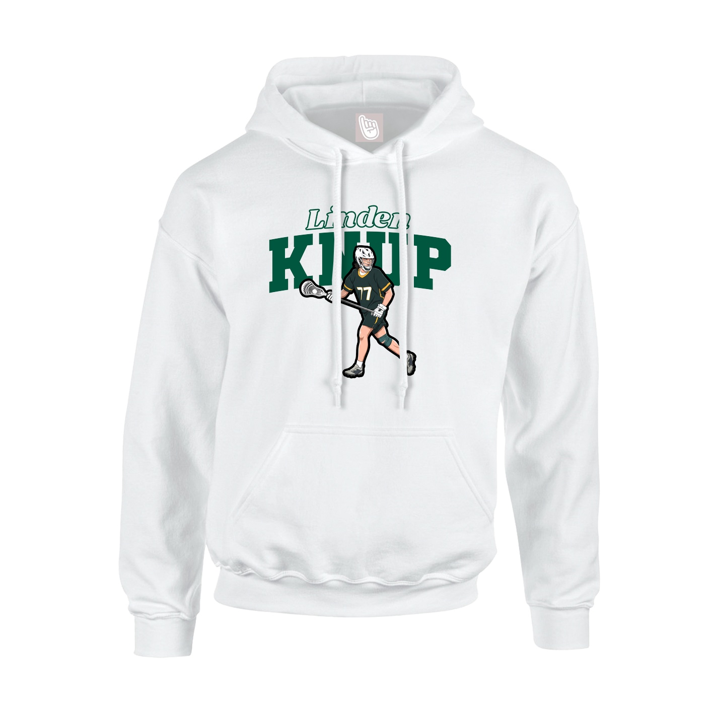 Youth Hoodie — Name Arch in White