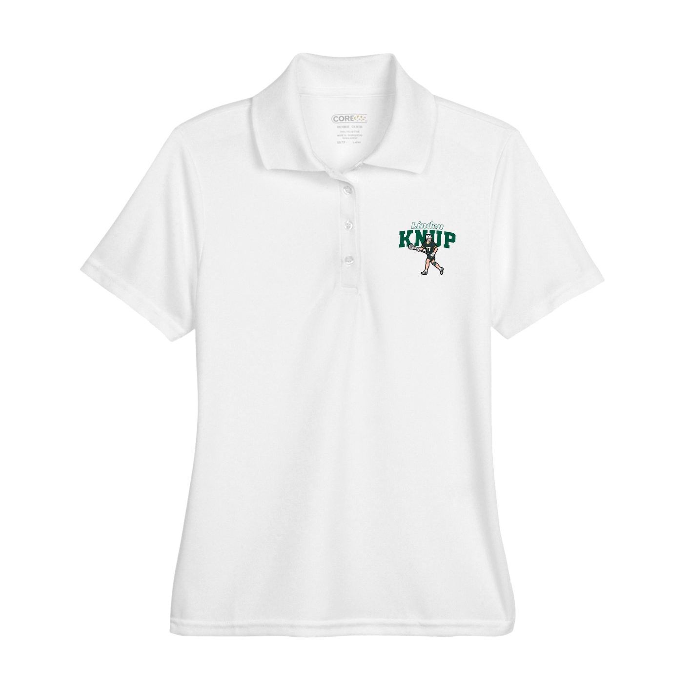 Womens Performance Polo — Name Arch in White