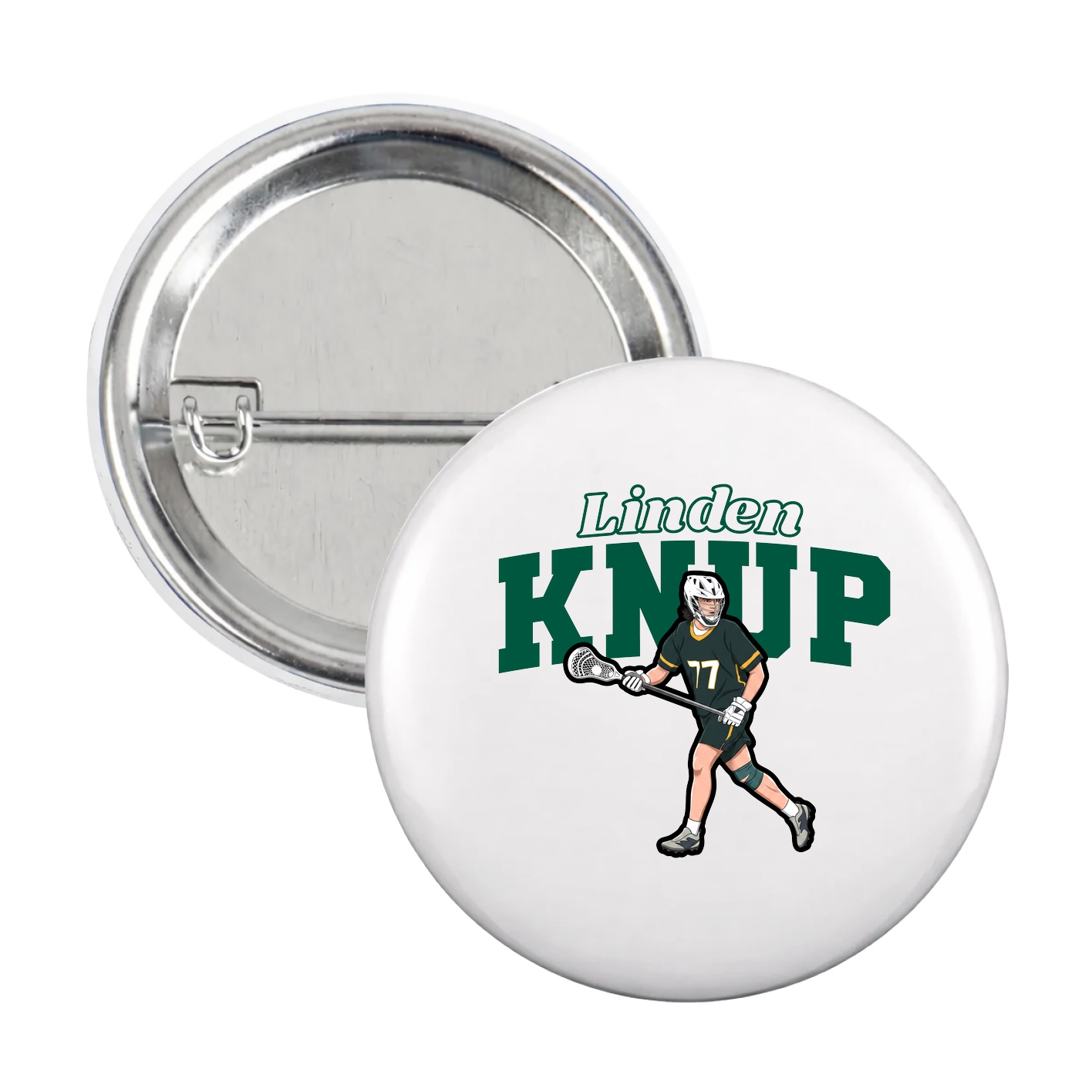 Game Day Button — Name Arch in White