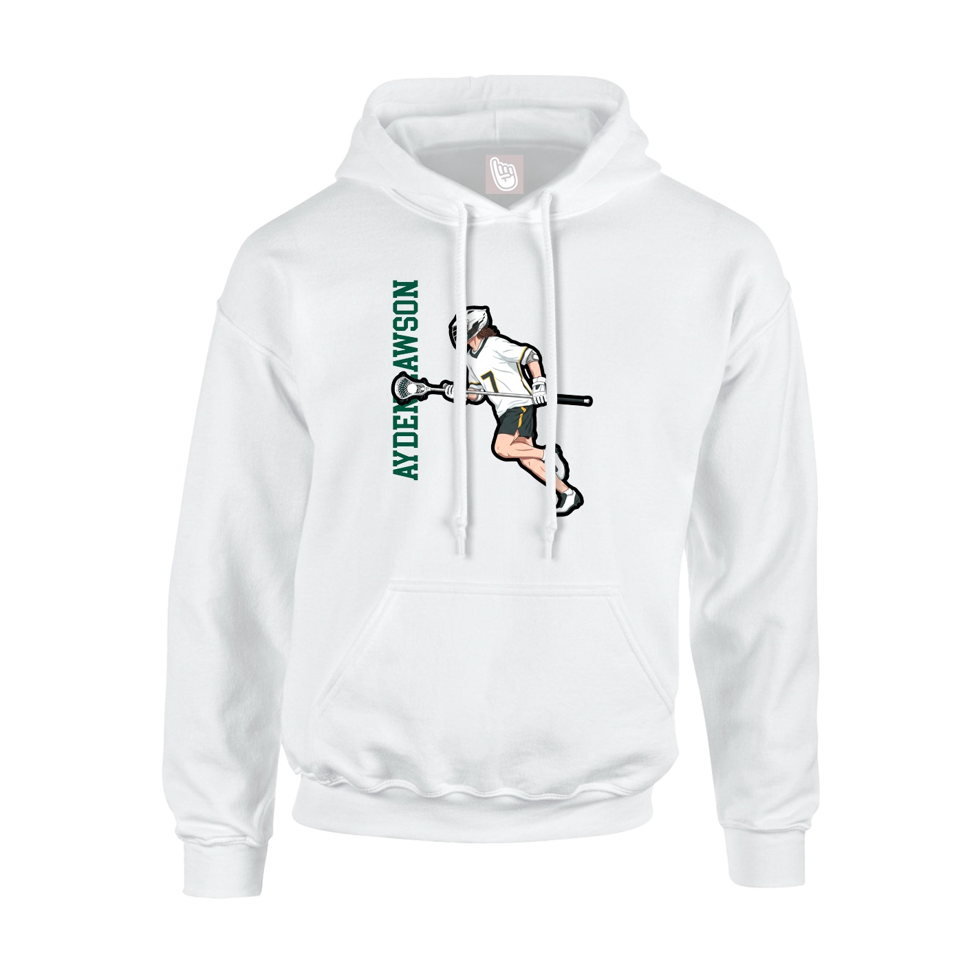 Youth Hoodie — Name Vertical in White