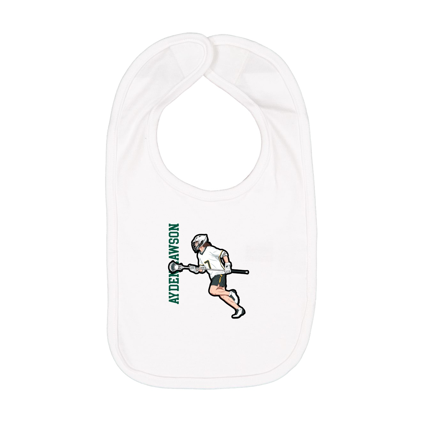Infant Bib — Name Vertical in White