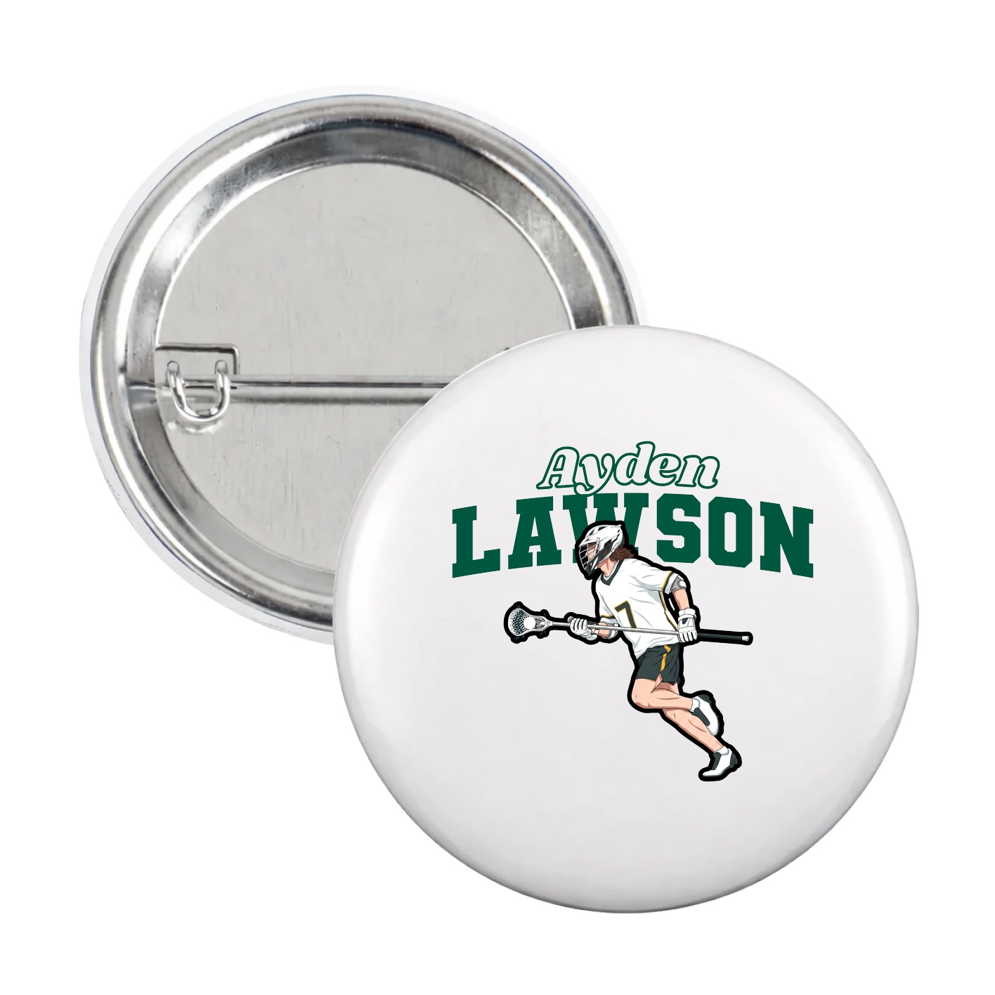 Game Day Button — Name Arch in White