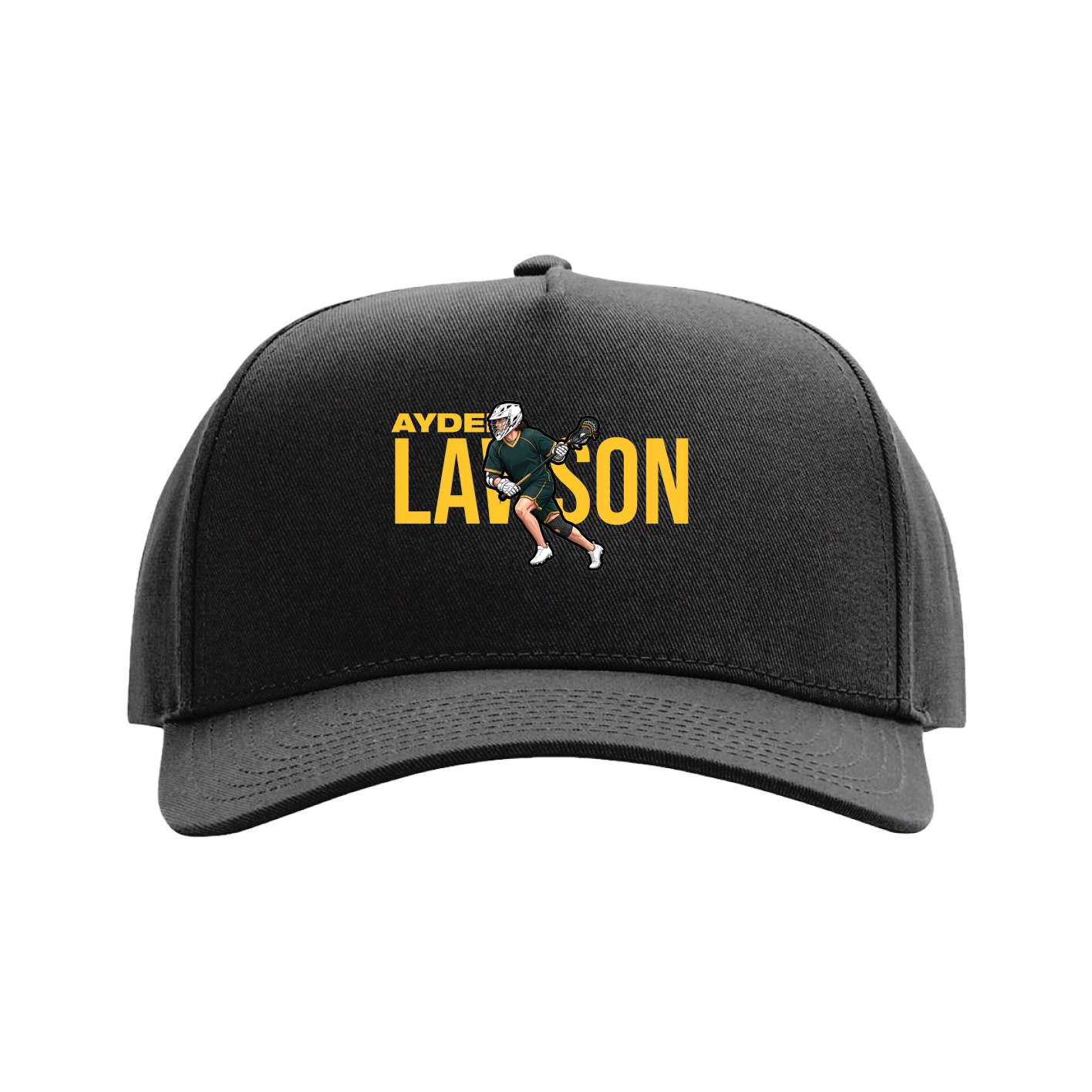 Full Fabric Five-Panel Champ Cap — Player Name in Black