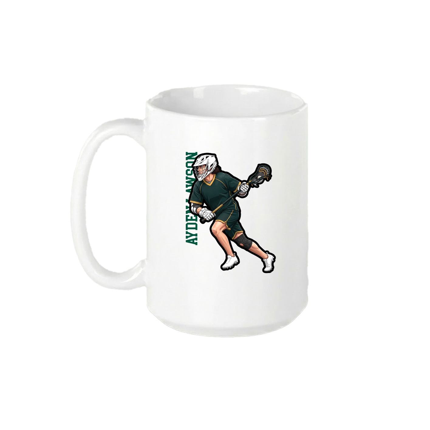15oz Coffee Mug — Name Vertical in White