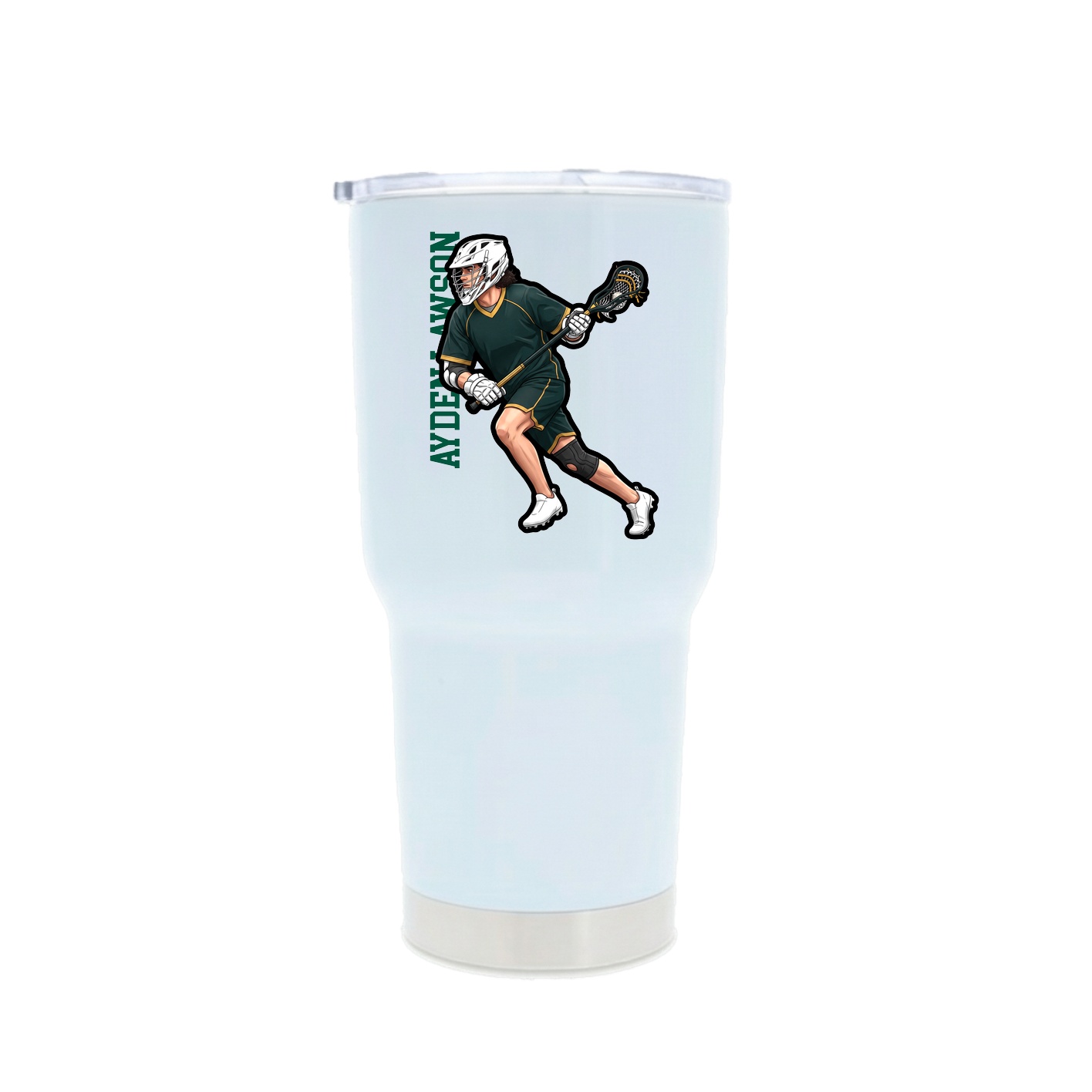 30oz Stainless Steel Tumbler — Name Vertical in White