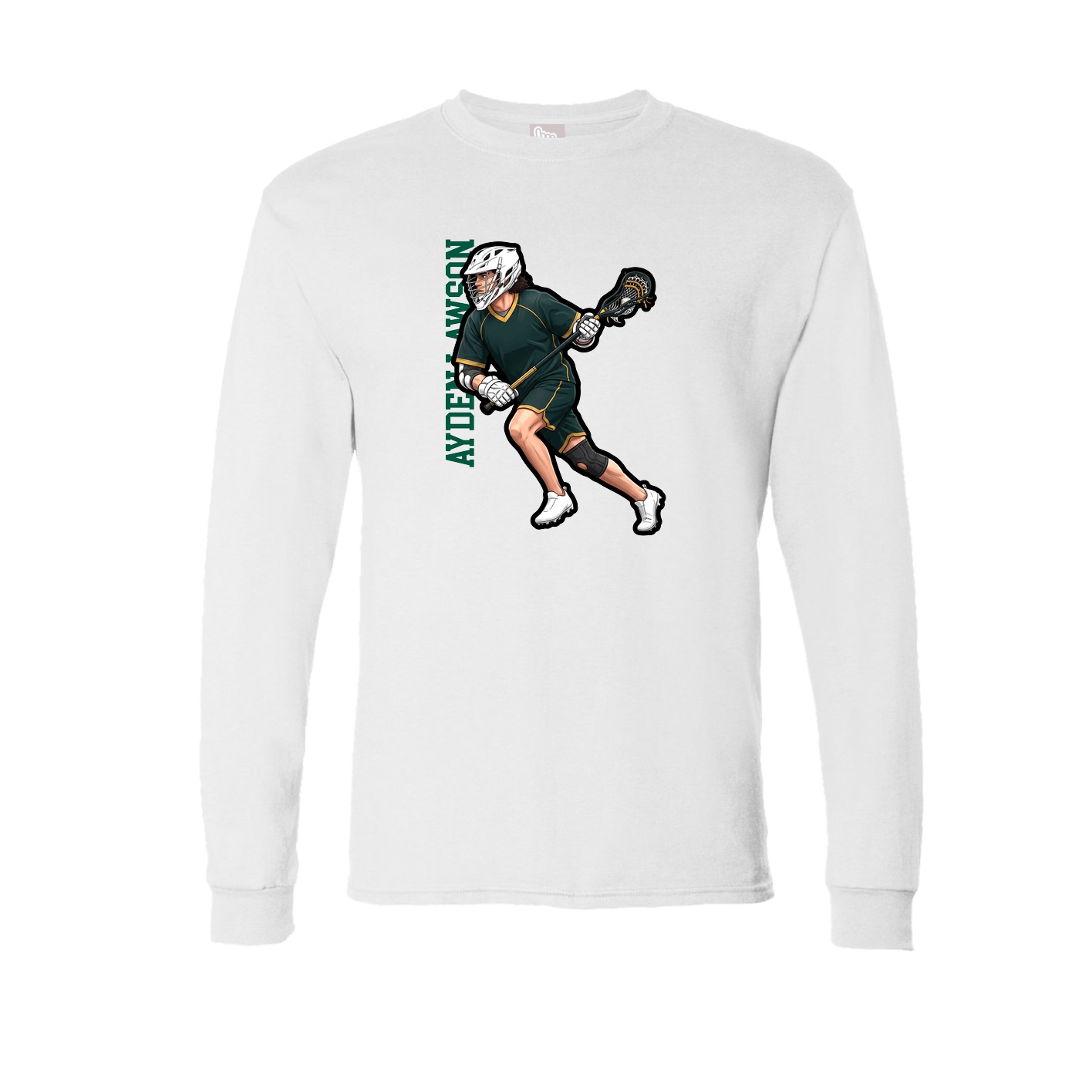 Long Sleeve Tee — Name Vertical in White