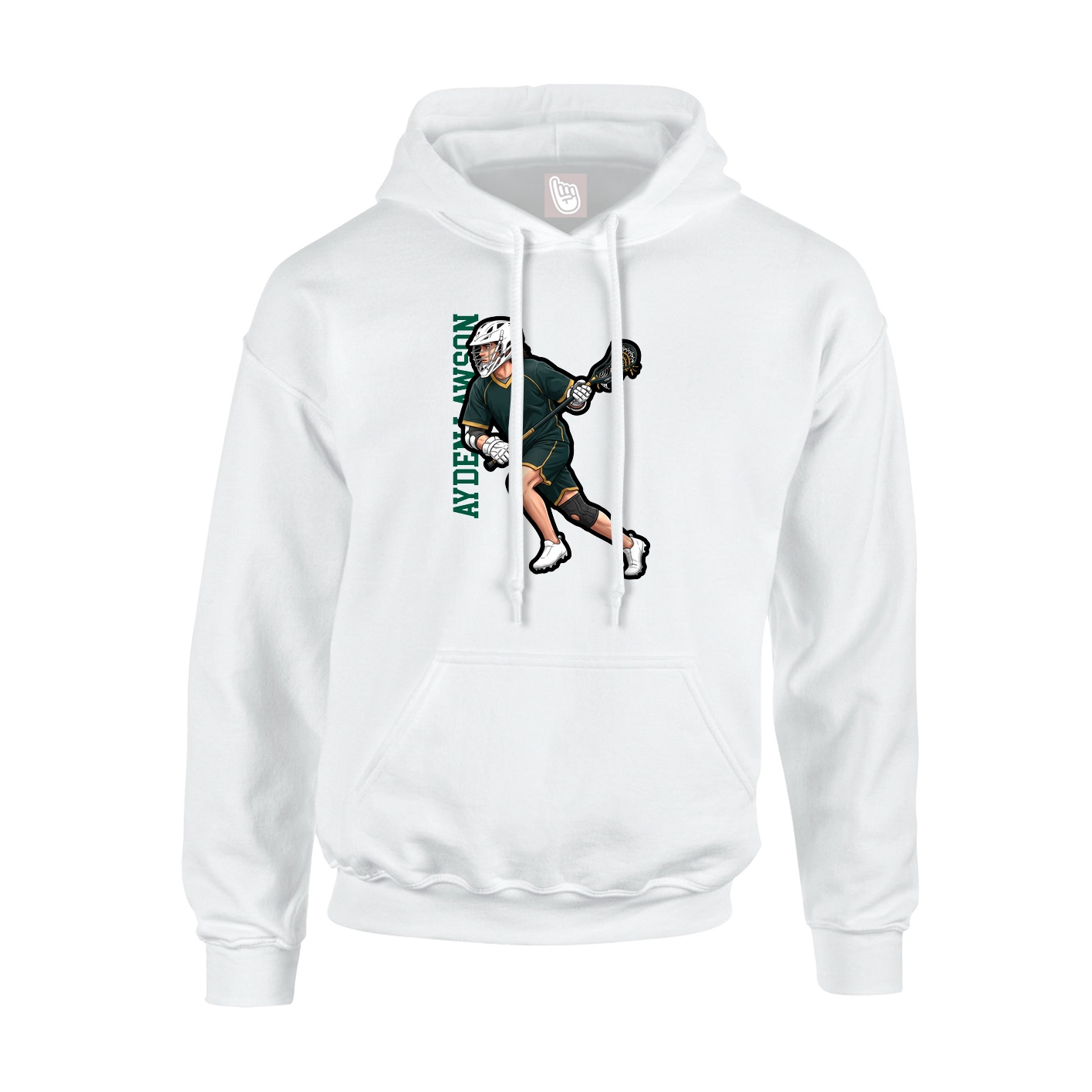 Youth Hoodie — Name Vertical in White