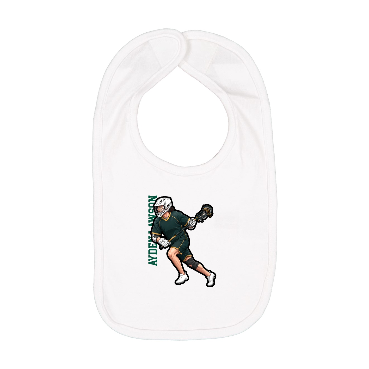 Infant Bib — Name Vertical in White