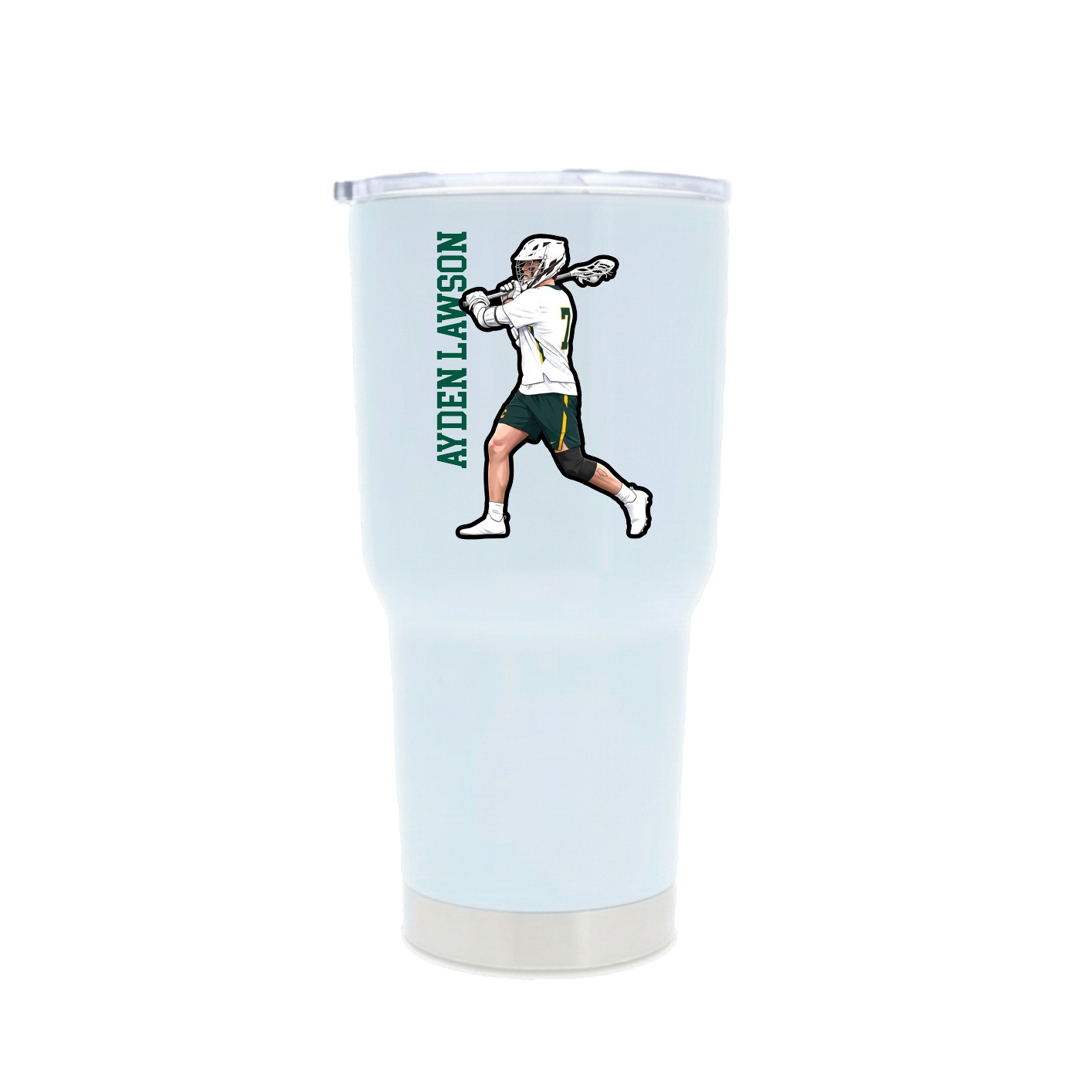 30oz Stainless Steel Tumbler — Name Vertical in White