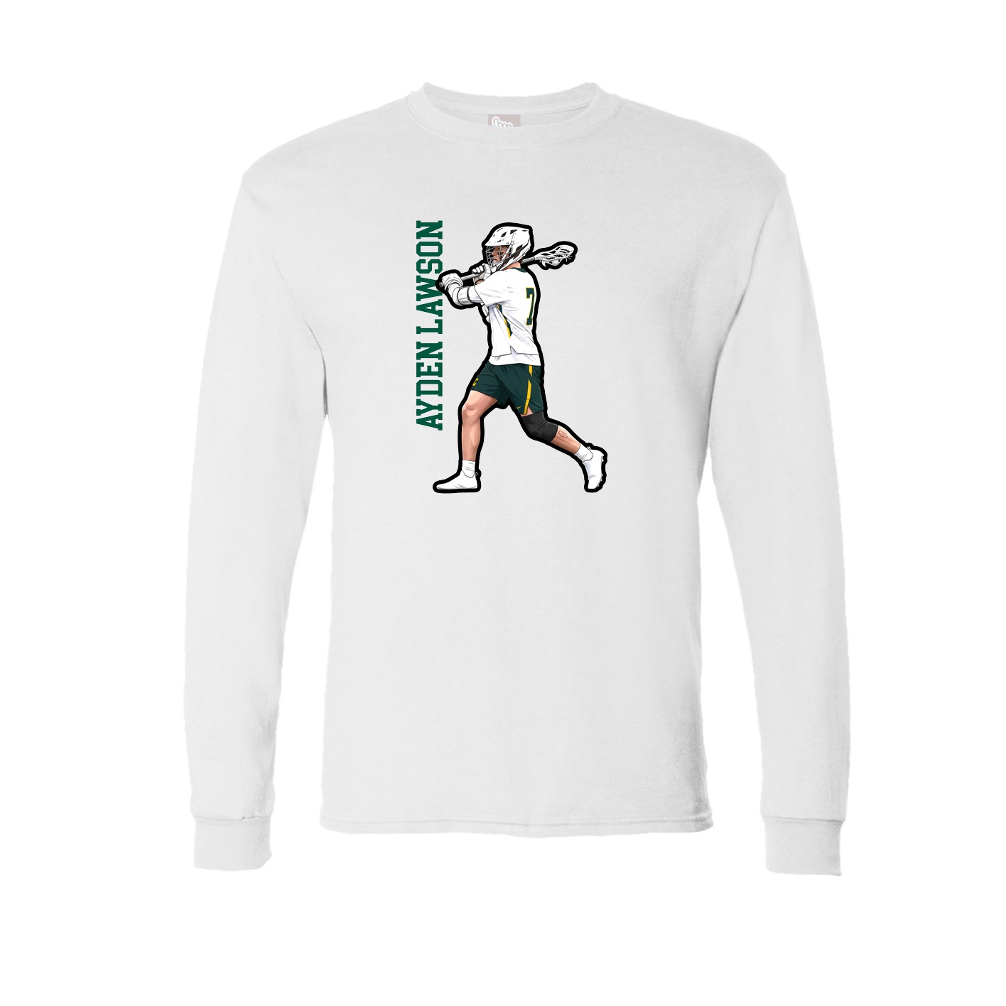 Long Sleeve Tee — Name Vertical in White