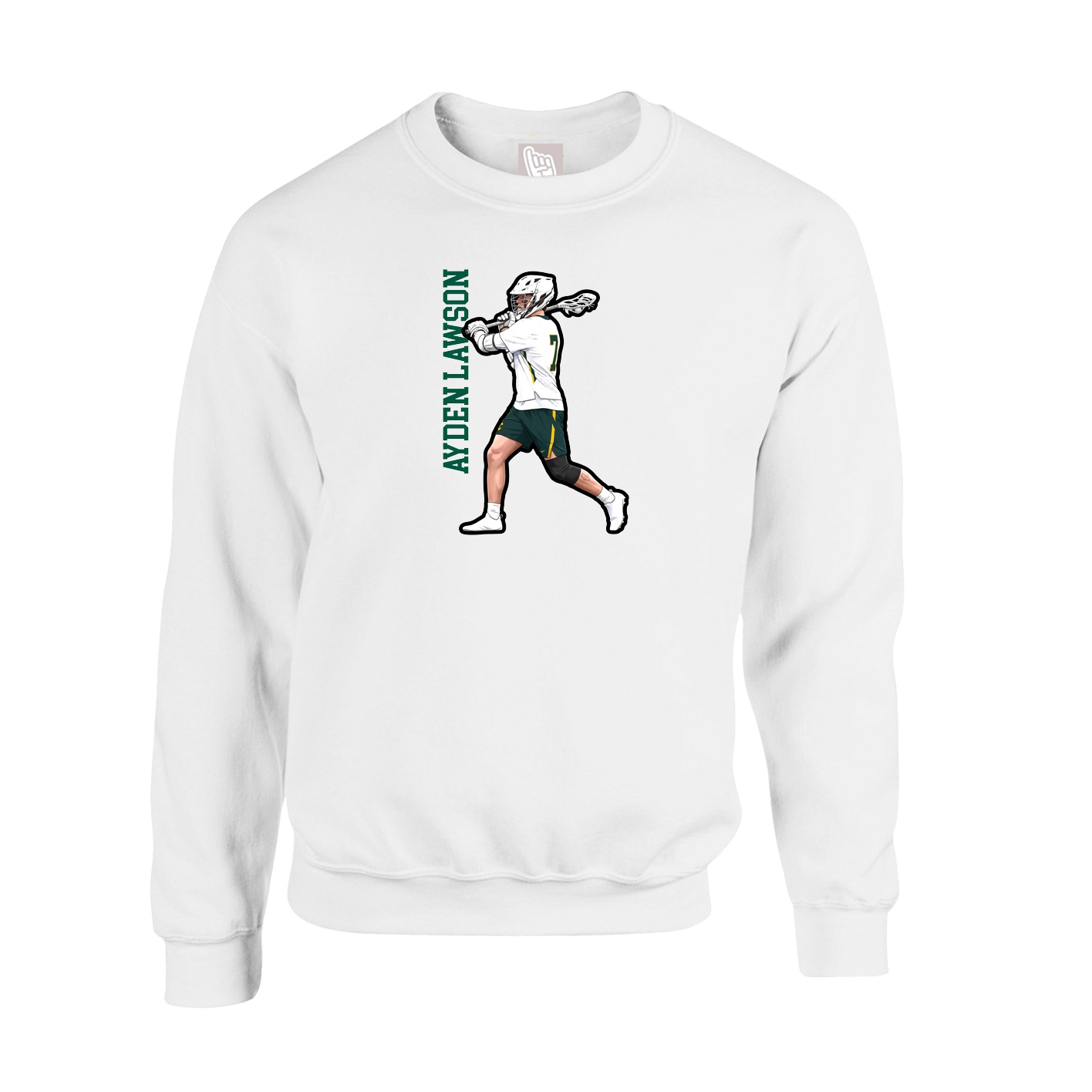 Fleece Crew — Name Vertical in White