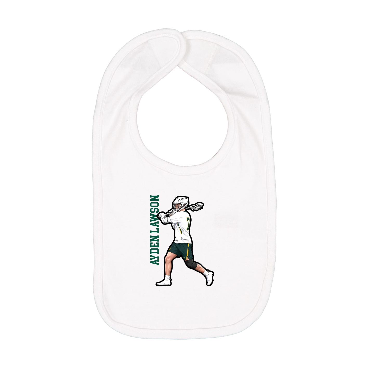 Infant Bib — Name Vertical in White