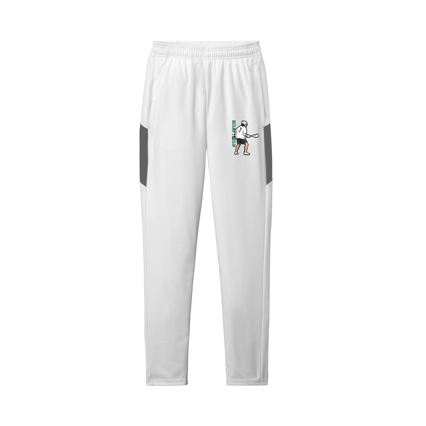 Team Travel Pant — Name Vertical in White/Grey