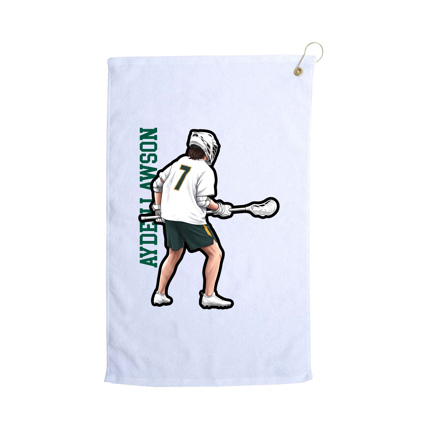 Golf Towel — Name Vertical in White