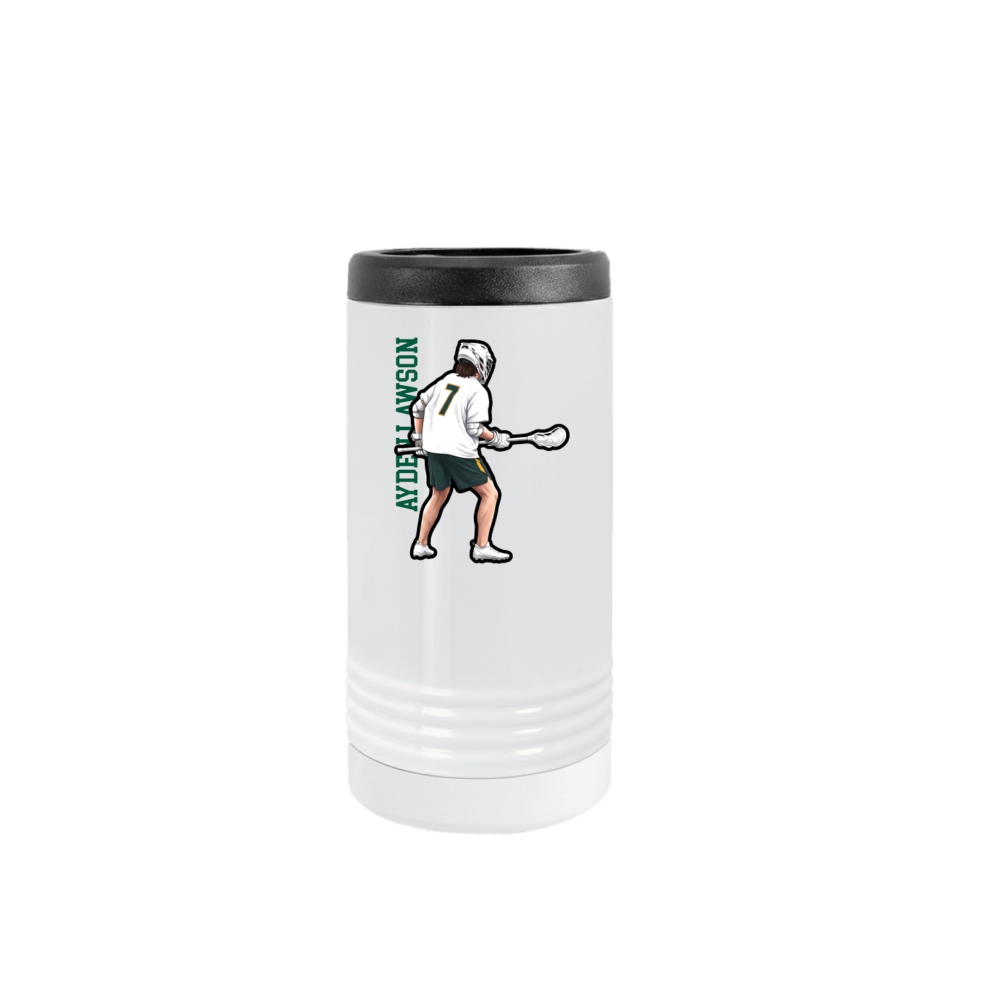 Slim Beverage Holder — Name Vertical in White