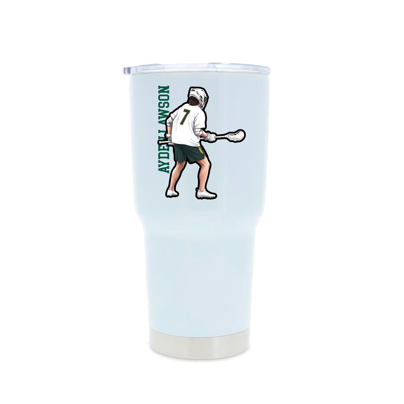 30oz Stainless Steel Tumbler — Name Vertical in White