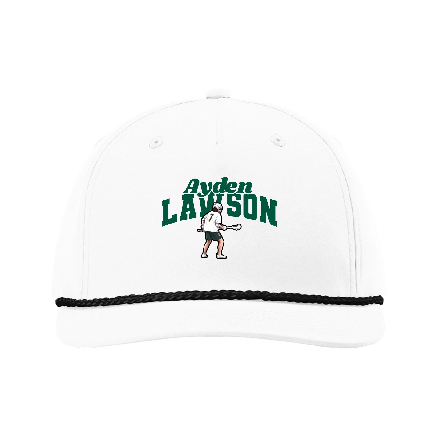 Five-Panel Classic Rope Cap — Signature Arch in White