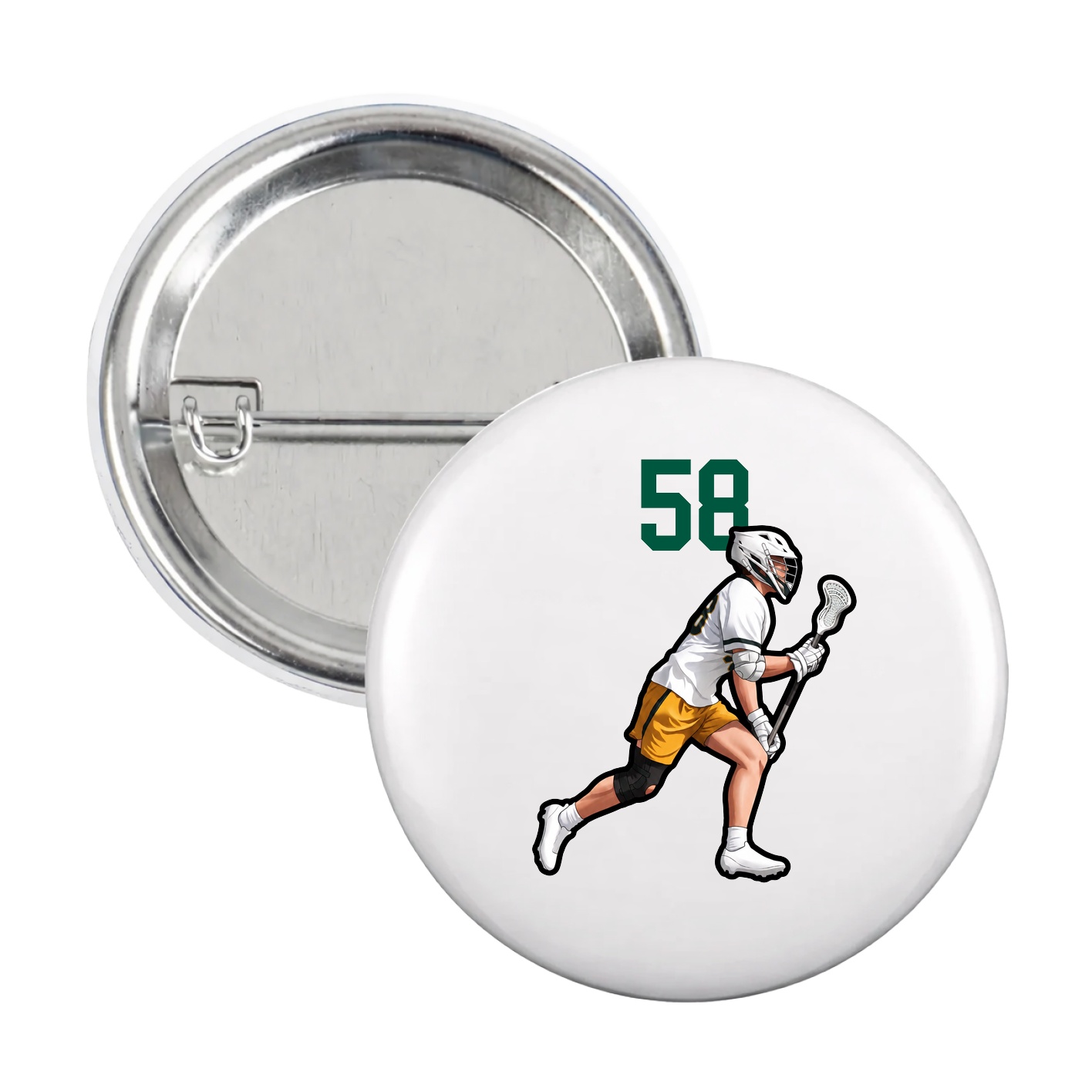 Game Day Button — Number Top in White