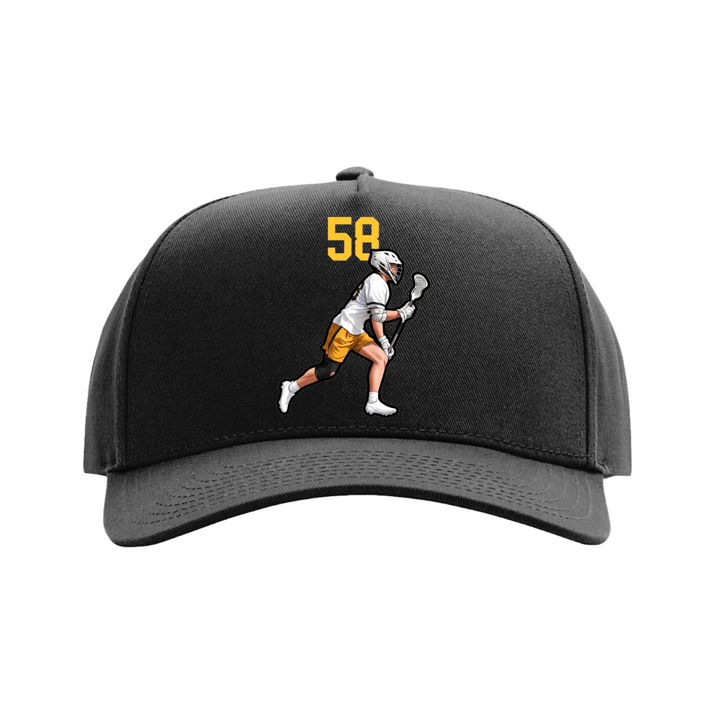 Full Fabric Five-Panel Champ Cap — Number Top in Black