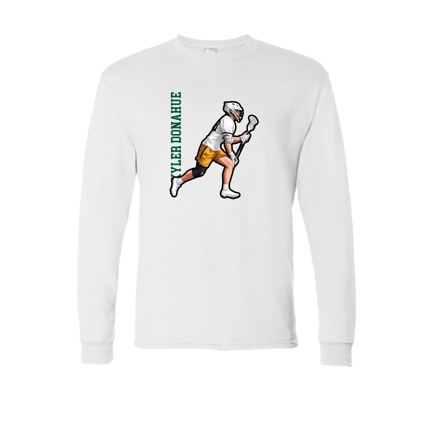 Long Sleeve Tee — Name Vertical in White