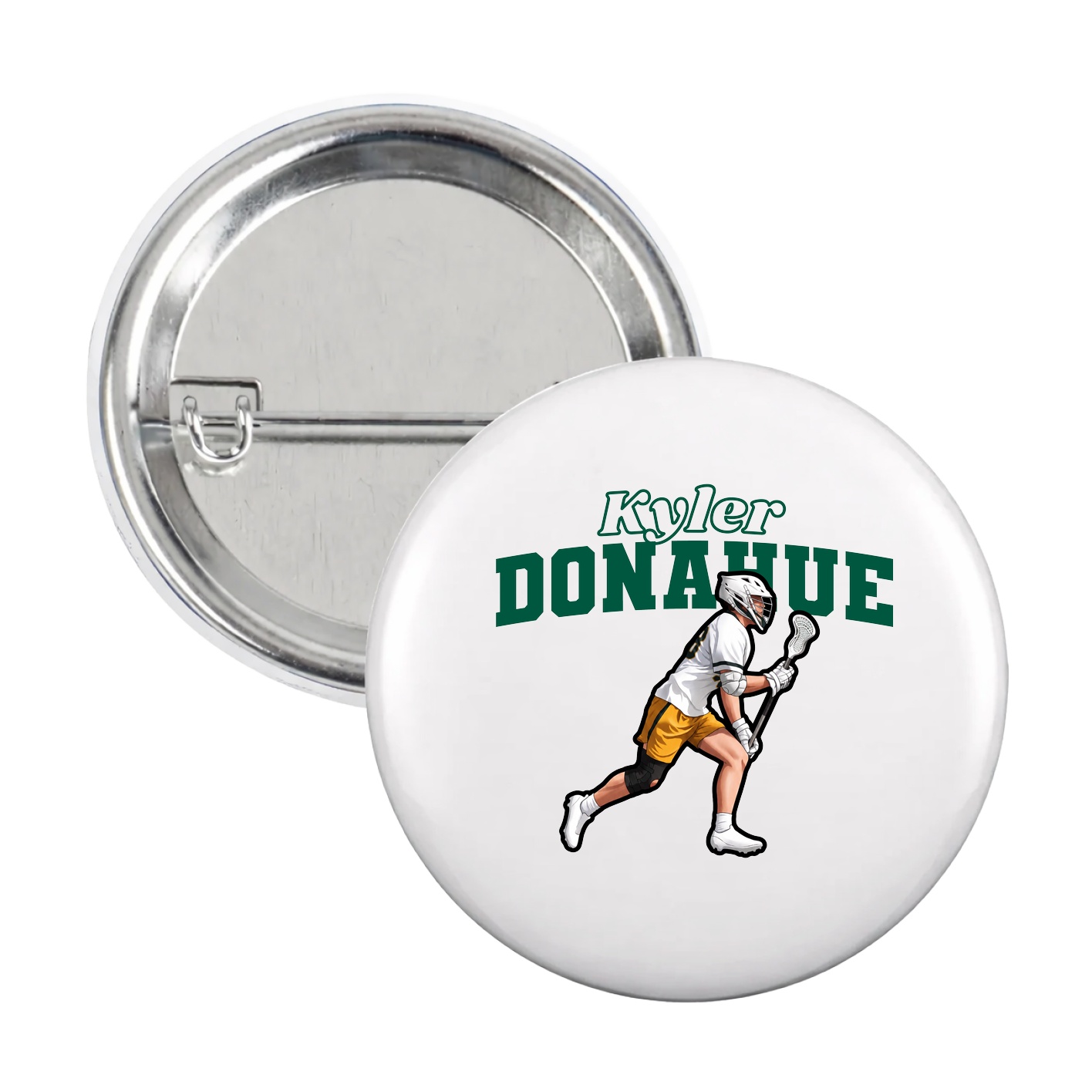 Game Day Button — Name Arch in White