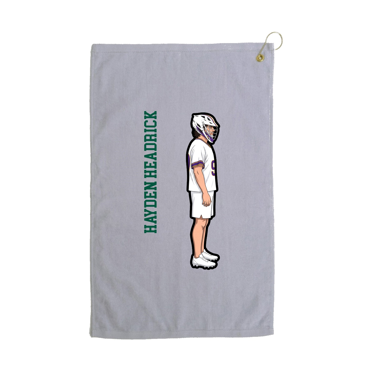 Golf Towel — Name Vertical in Grey