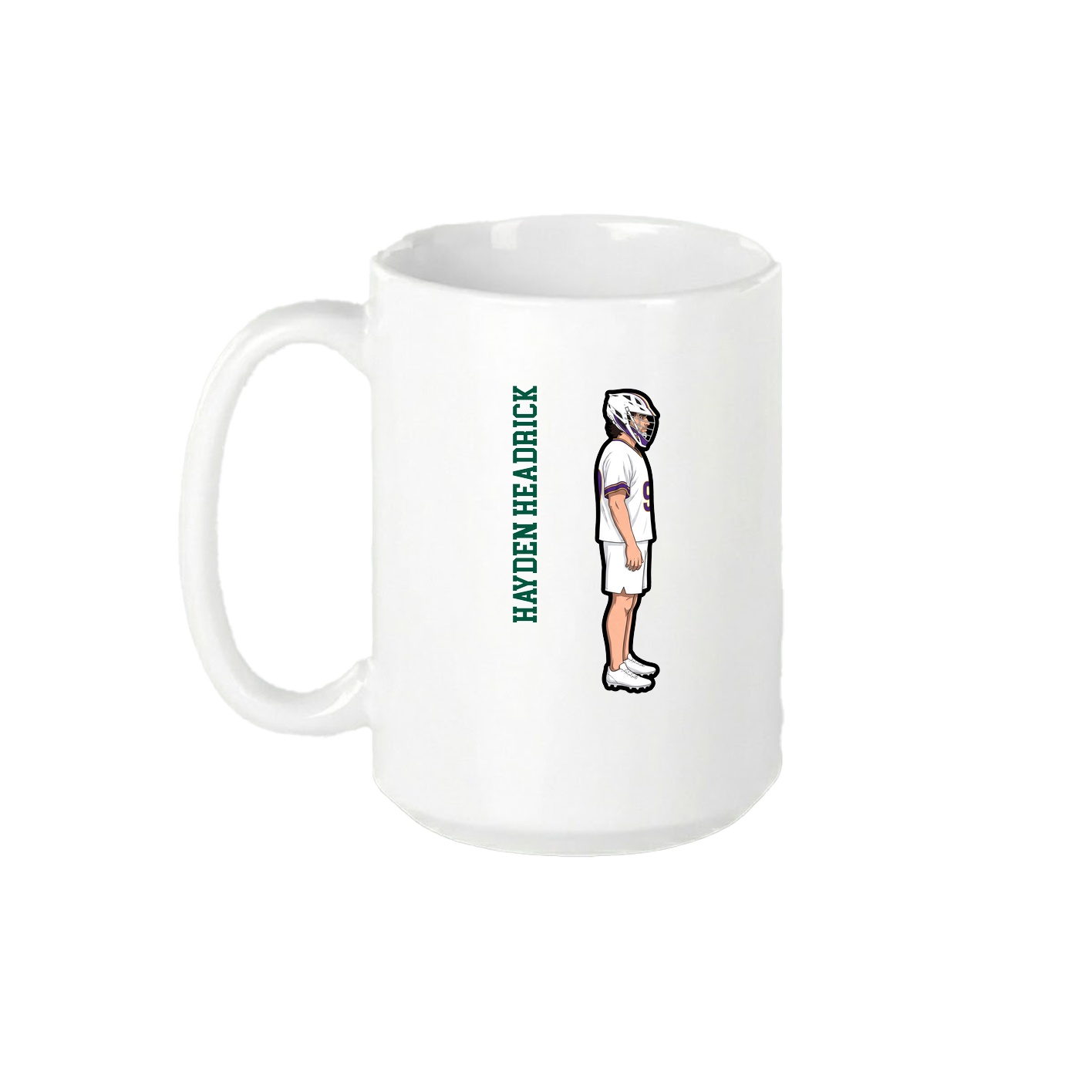 15oz Coffee Mug — Name Vertical in White