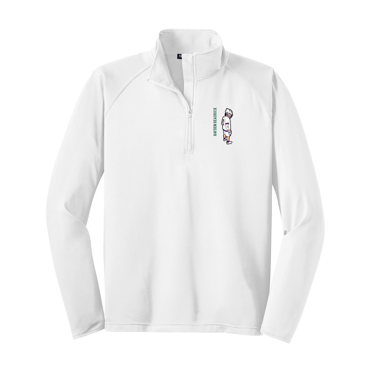 Q-Zip Pullover — Name Vertical in White