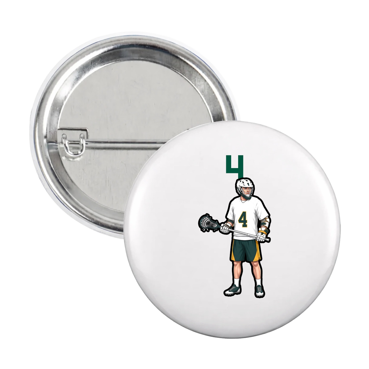Game Day Button — Number Top in White