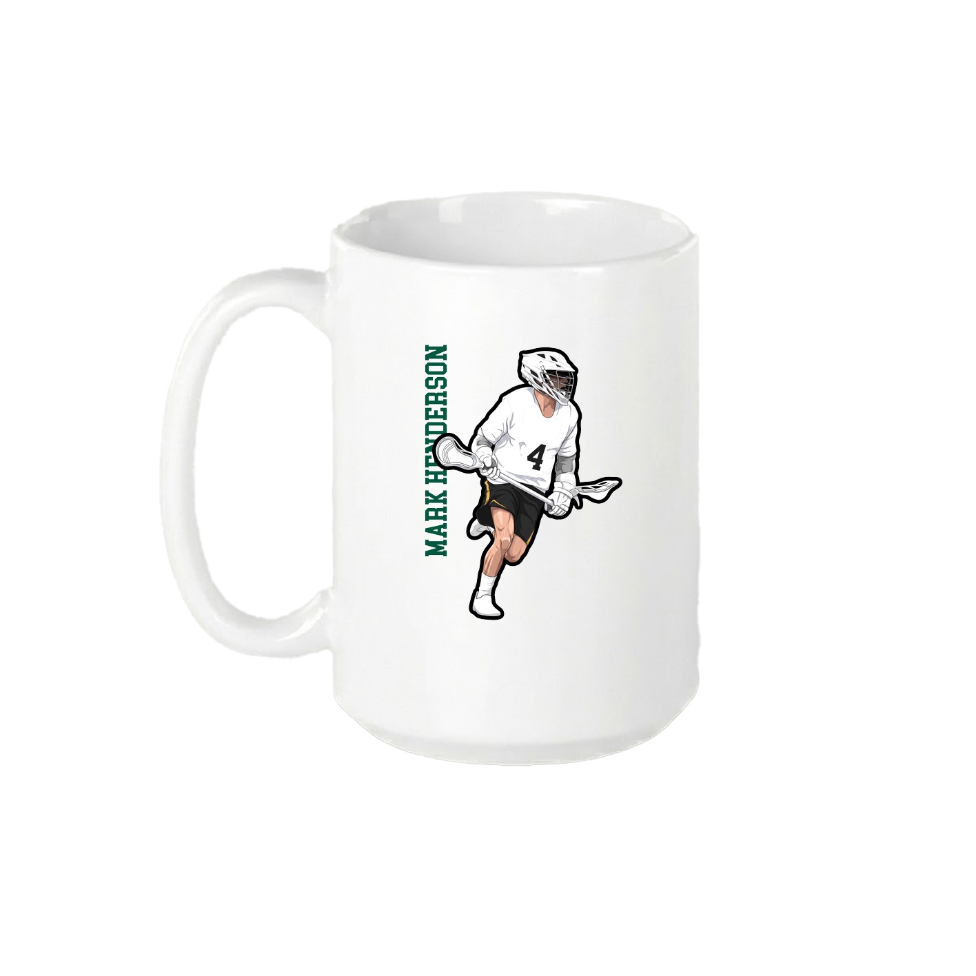 15oz Coffee Mug — Name Vertical in White