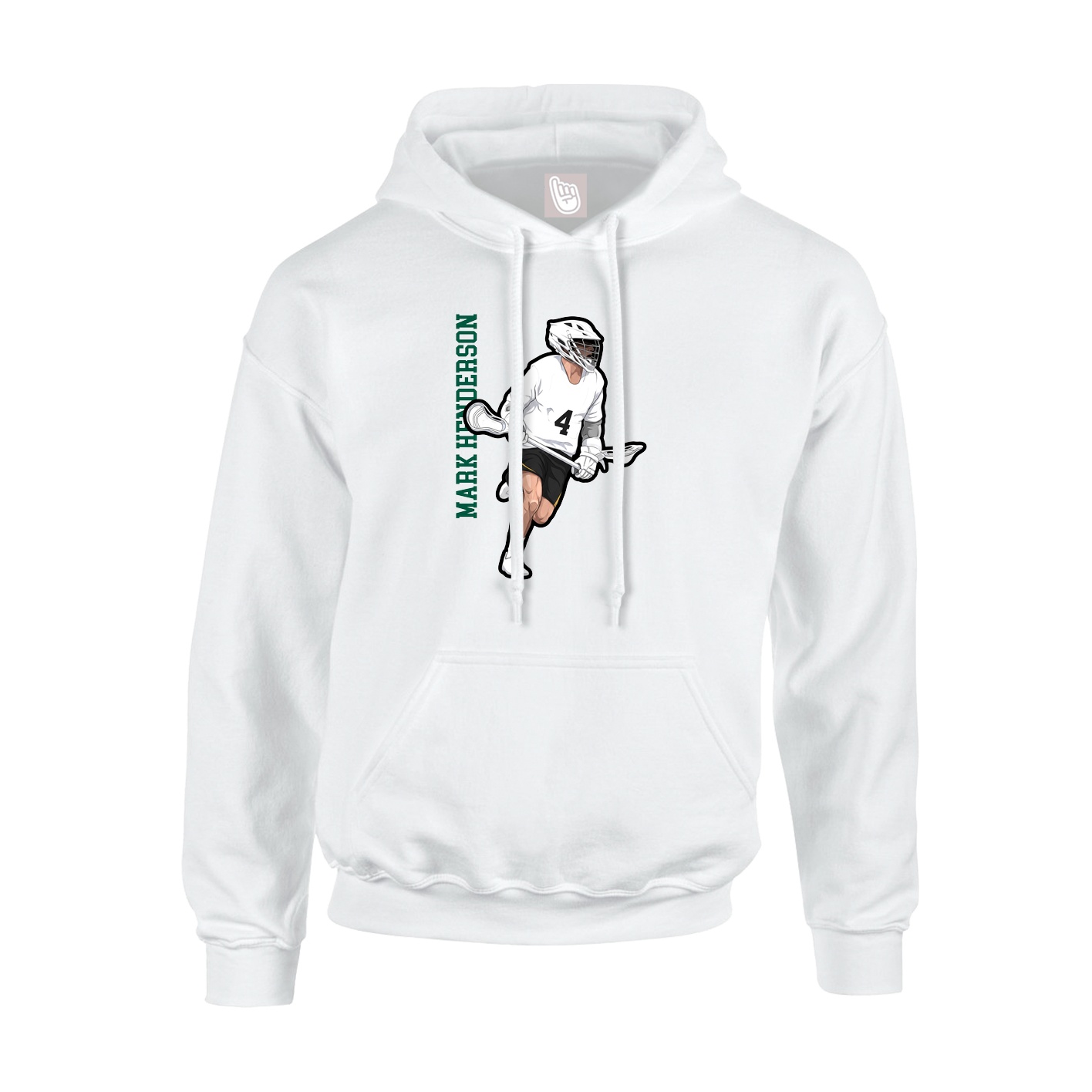 Youth Hoodie — Name Vertical in White
