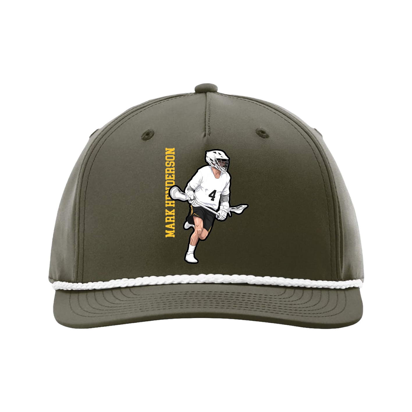 Five-Panel Classic Rope Cap — Name Vertical in Green
