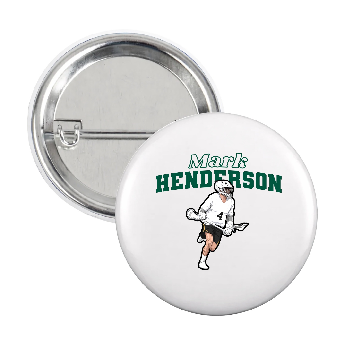 Game Day Button — Name Arch in White