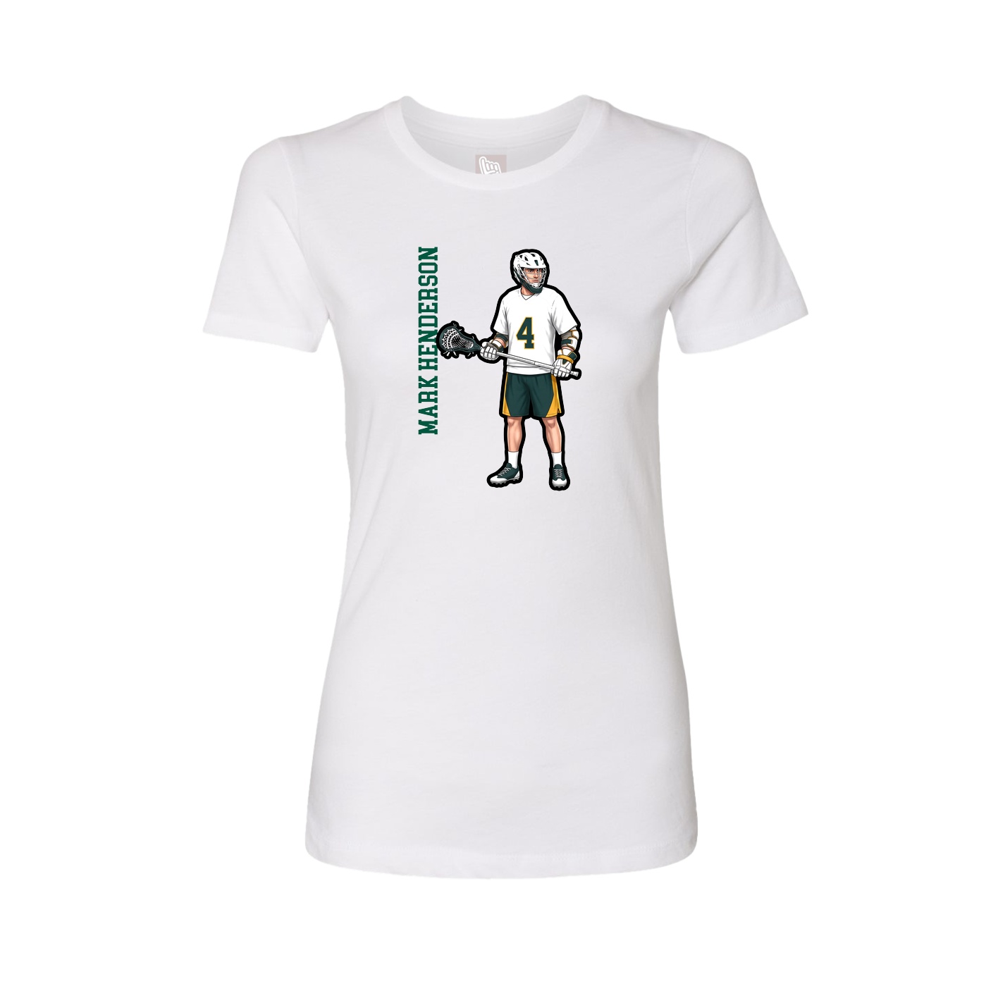 Fitted Women's Tee — Name Vertical in White
