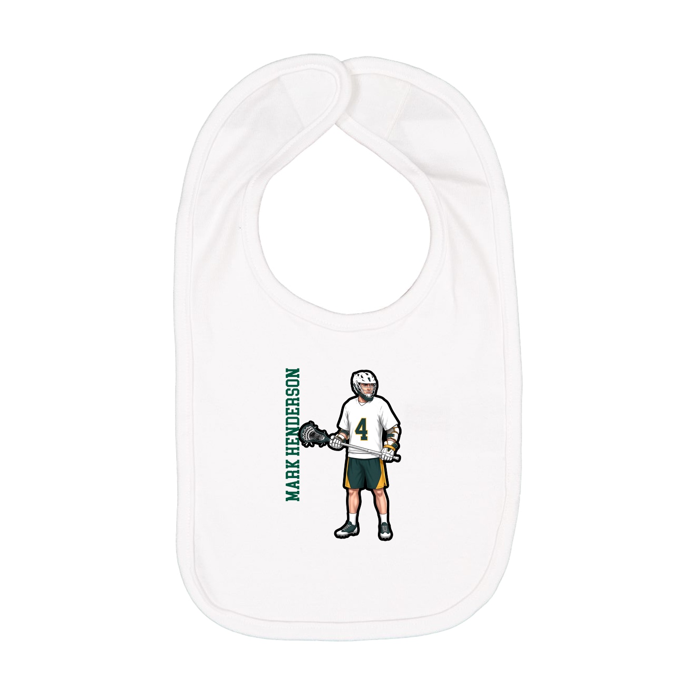 Infant Bib — Name Vertical in White