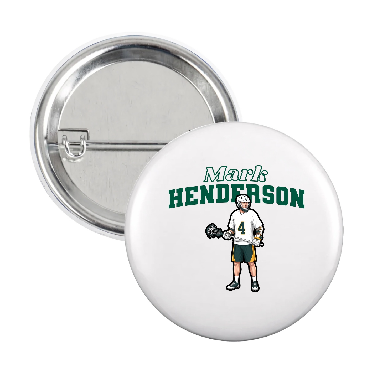 Game Day Button — Name Arch in White