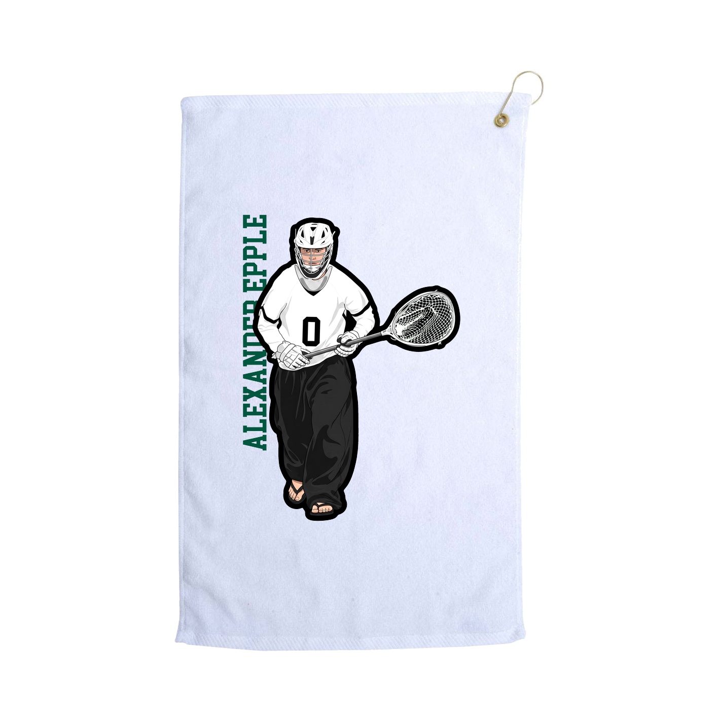 Golf Towel — Name Vertical in White