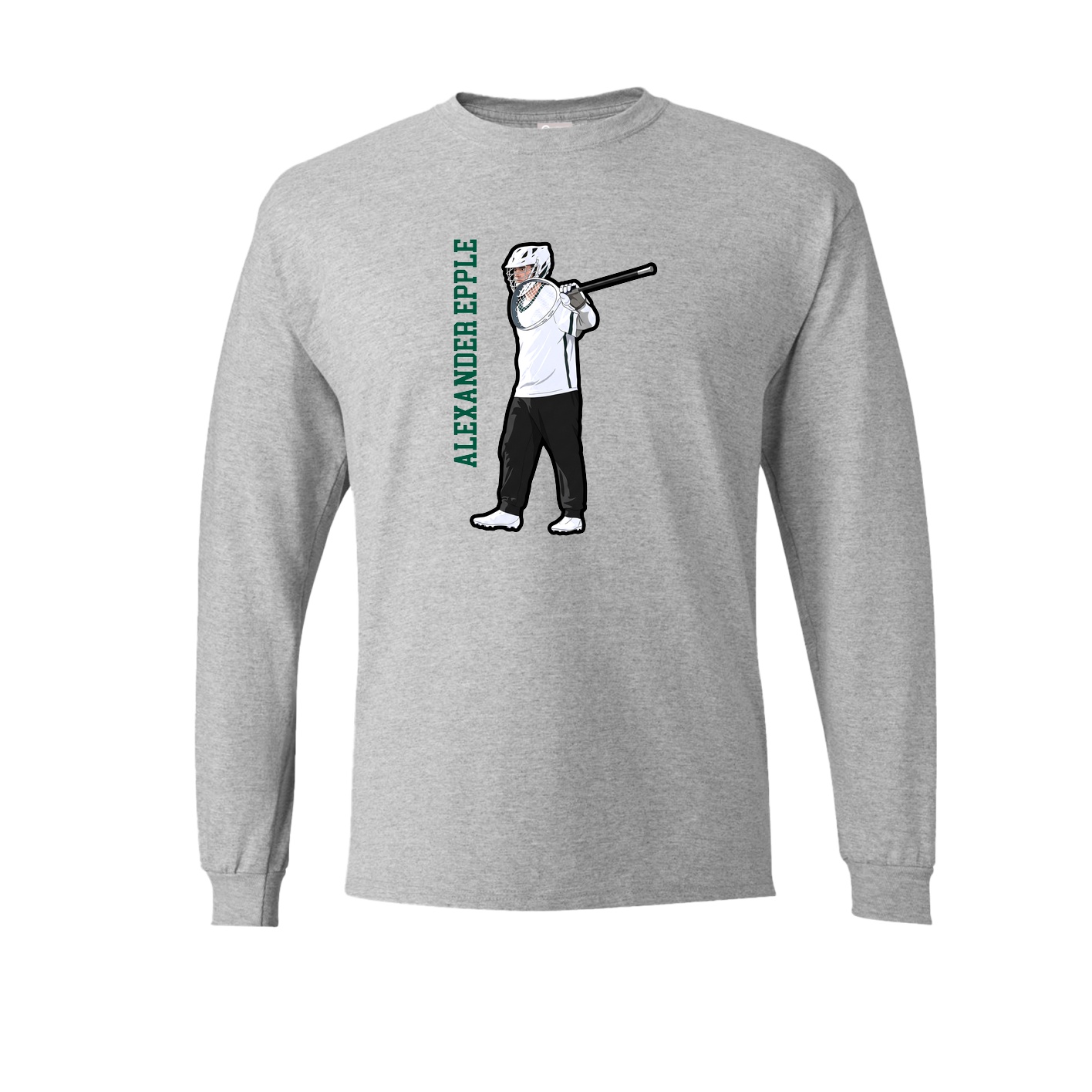 Long Sleeve Tee — Name Vertical in Grey