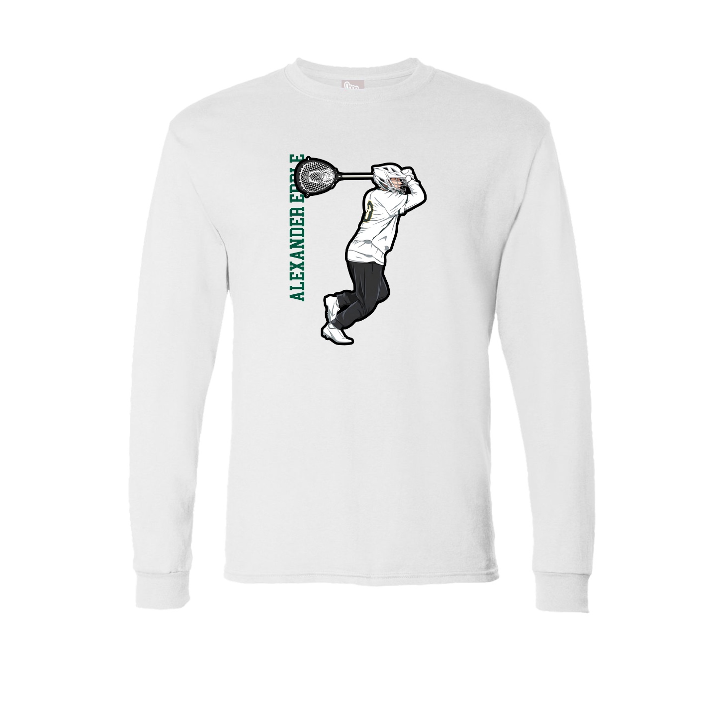 Long Sleeve Tee — Name Vertical in White