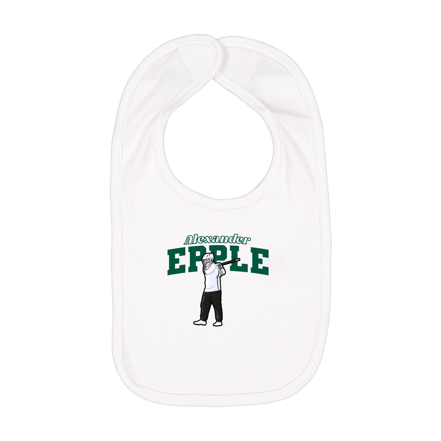 Infant Bib — Name Arch in White