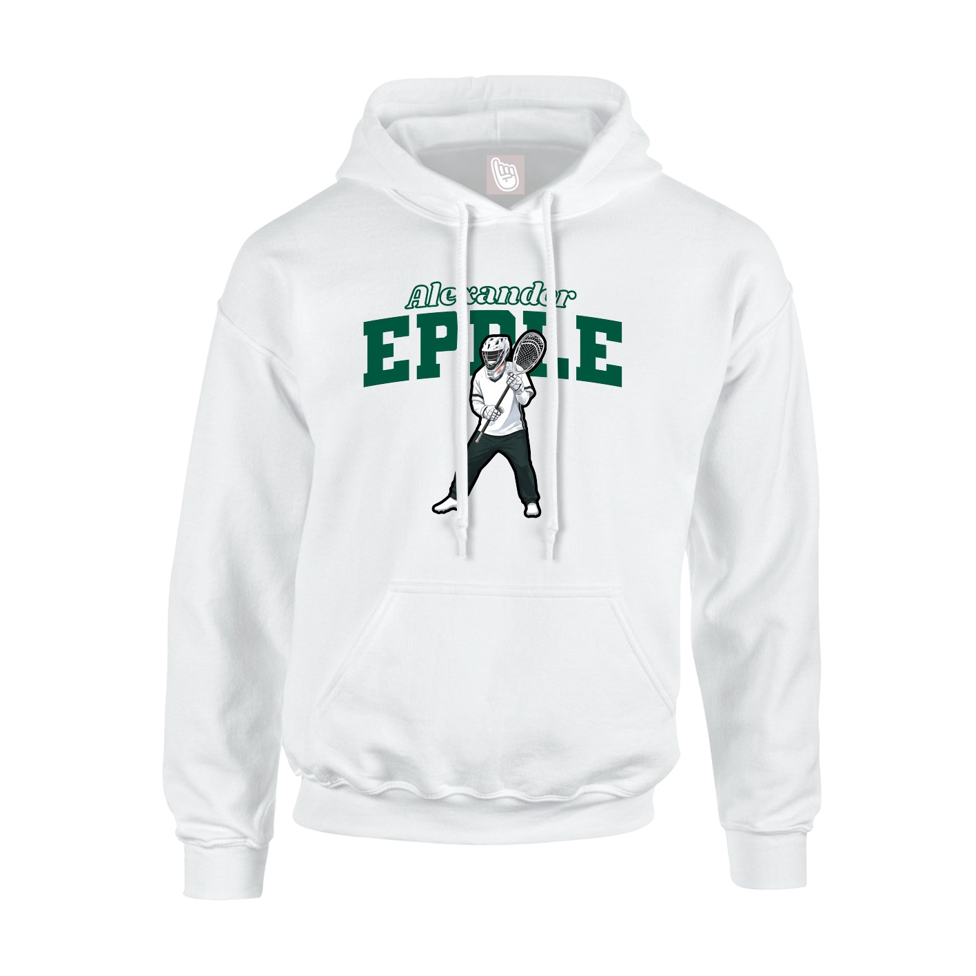 Youth Hoodie — Name Arch in White