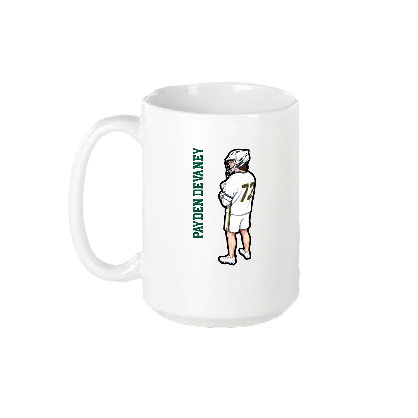 15oz Coffee Mug — Name Vertical in White