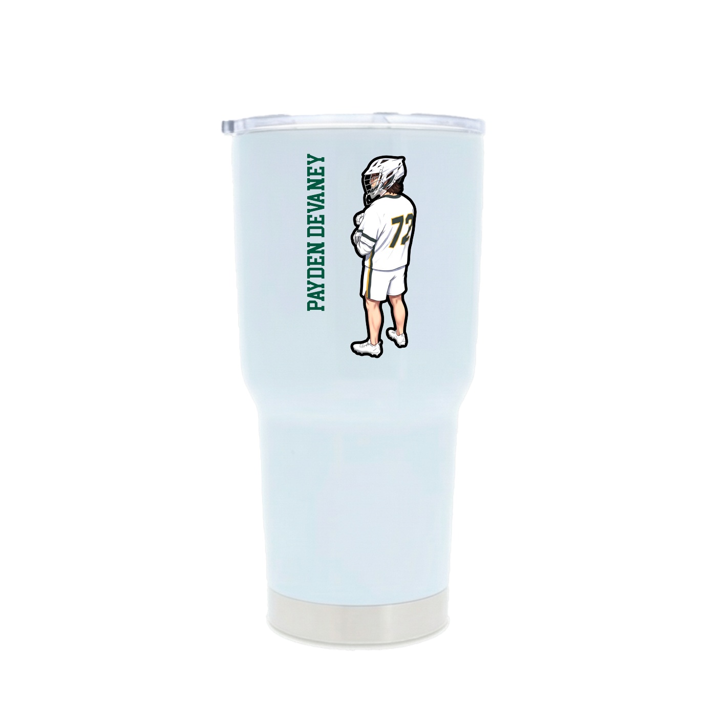 30oz Stainless Steel Tumbler — Name Vertical in White