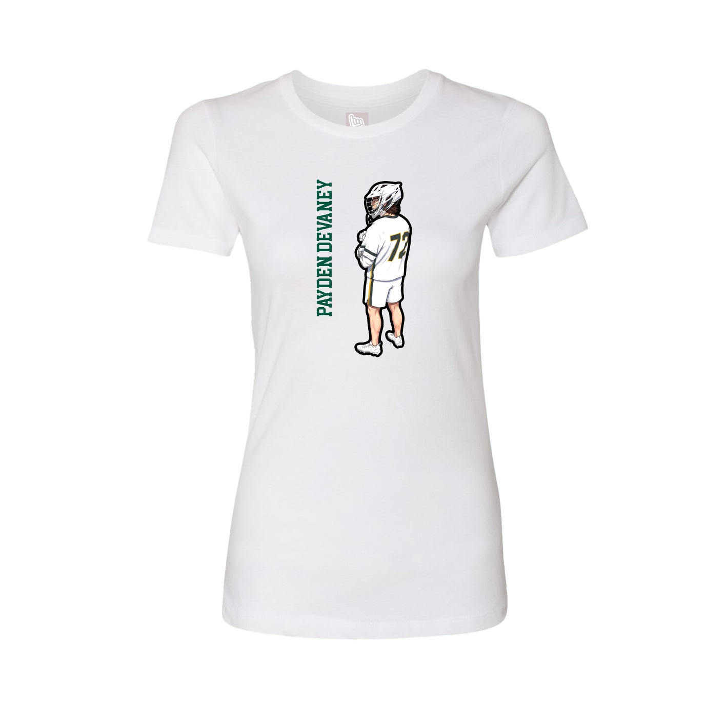 Fitted Women's Tee — Name Vertical in White