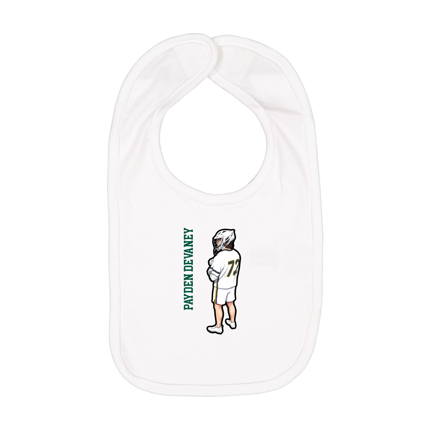 Infant Bib — Name Vertical in White