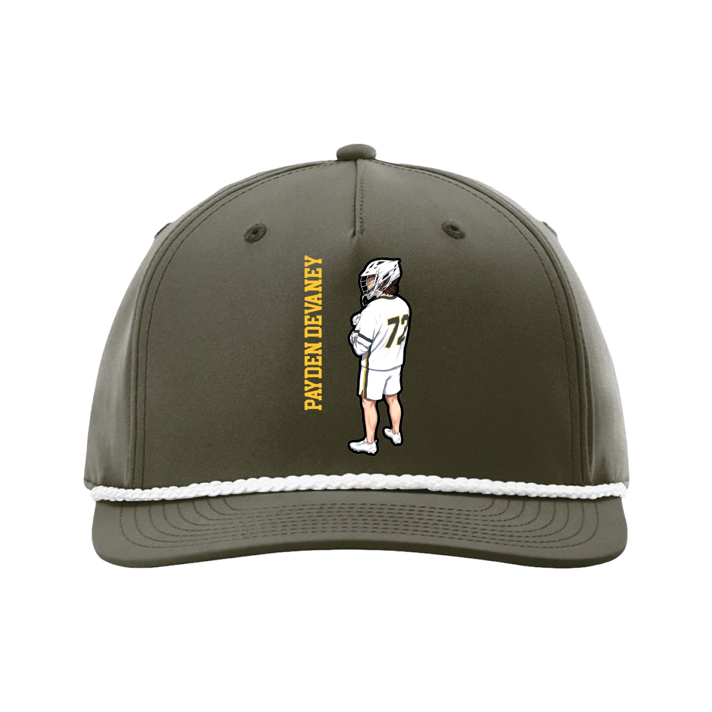 Five-Panel Classic Rope Cap — Name Vertical in Green